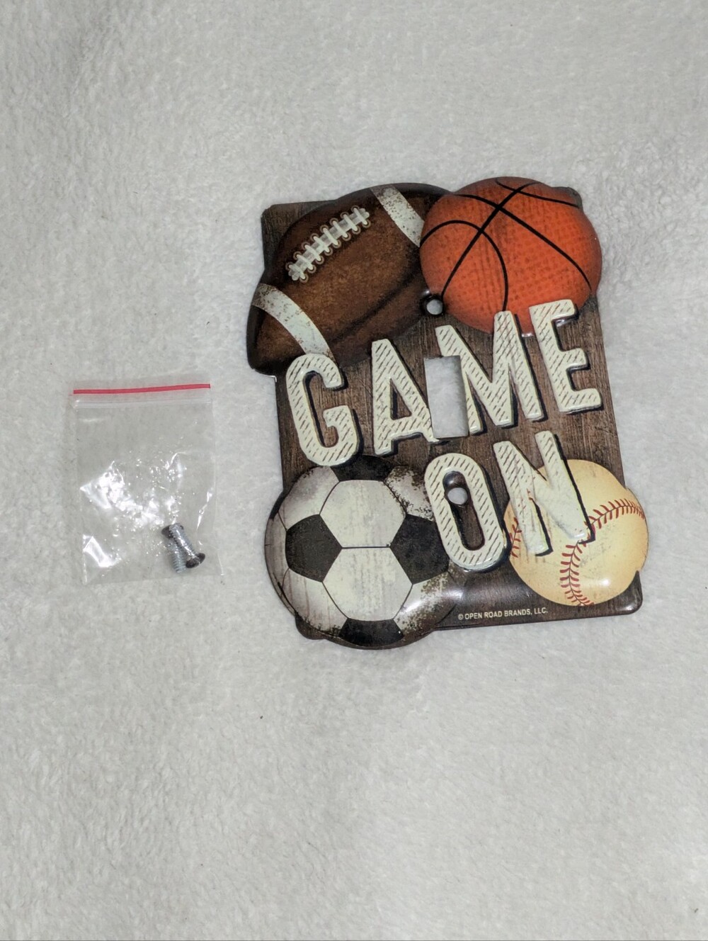 Open Road Brands "Game On" Single Toggle Metal Light Switch Plate Cover w/ Screw